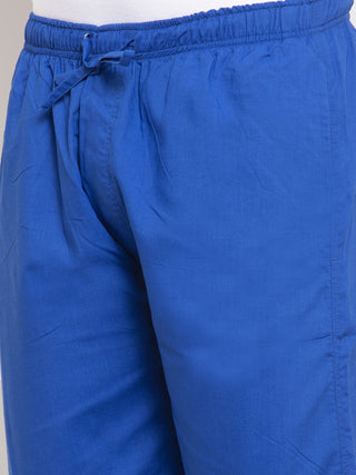 Indian Needle Men's Blue Solid Cotton Track Pants