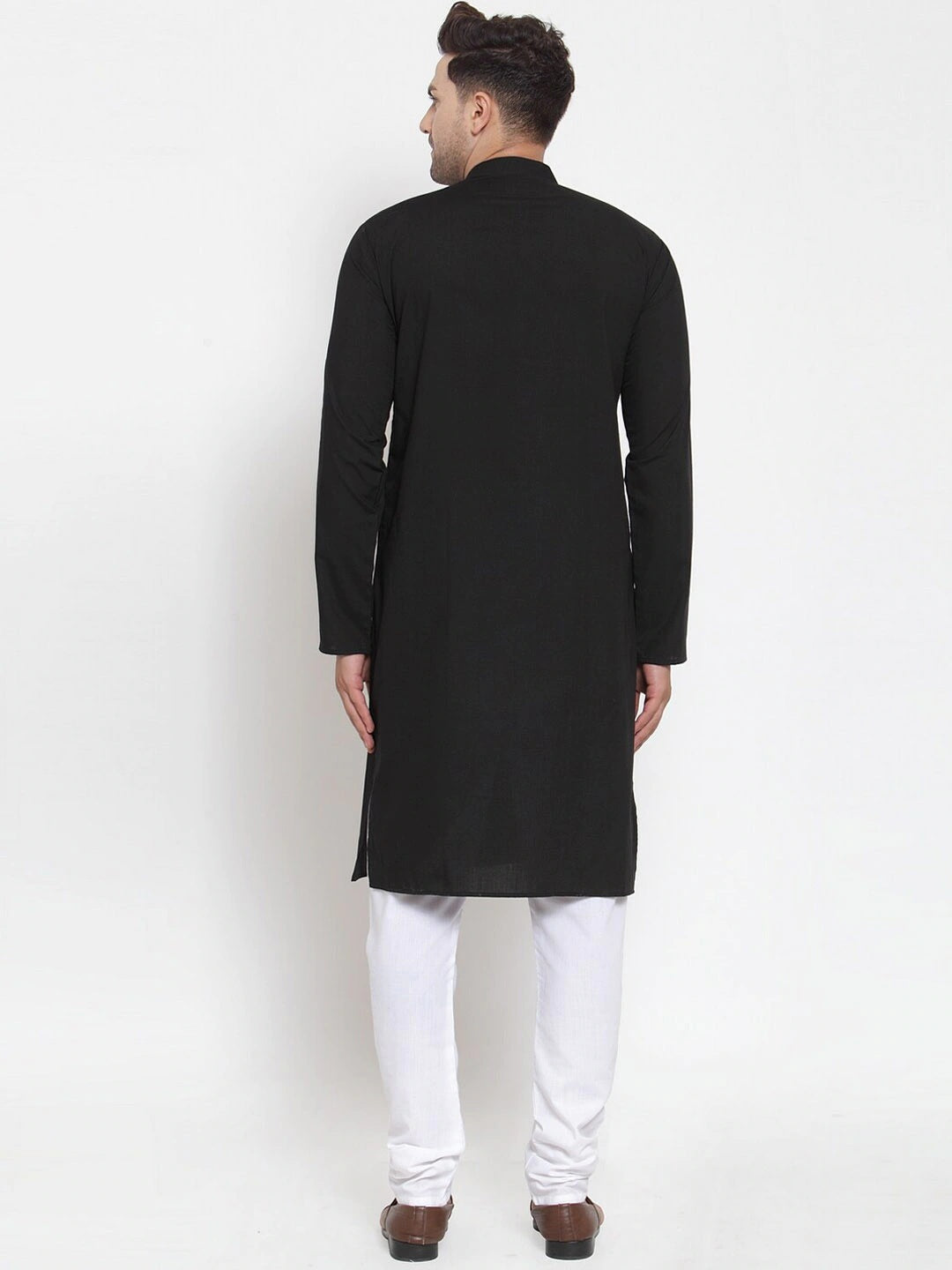 Jompers Men's Black Cotton Solid Kurta Payjama Sets