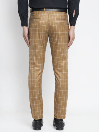 Indian Needle Men's Brown Formal Trousers