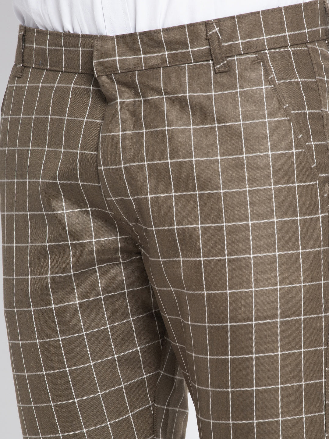 Jainish Men's Brown Formal Trousers