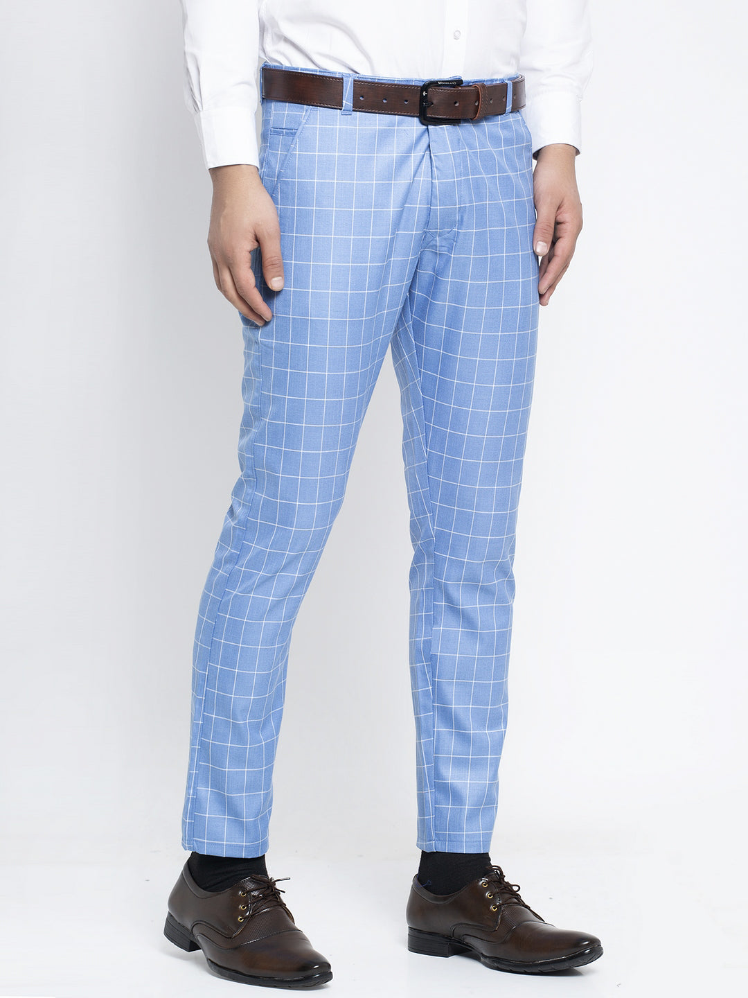 Mens Blue Formal Checked Pant Size 2840