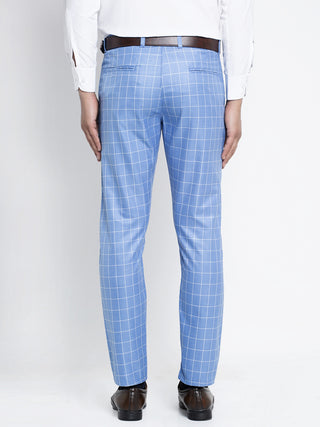 Indian Needle Men's Blue Formal Trousers