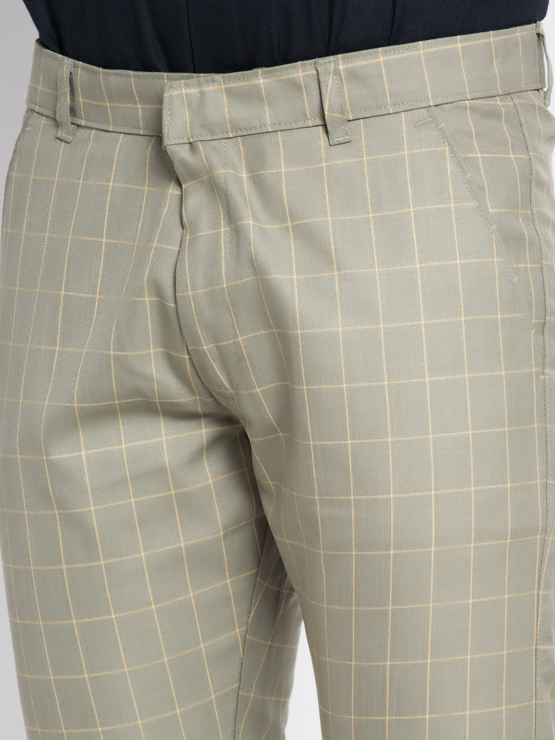 Jainish Men's Green Formal Trousers