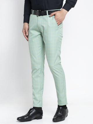 Indian Needle Men's Green Formal Trousers
