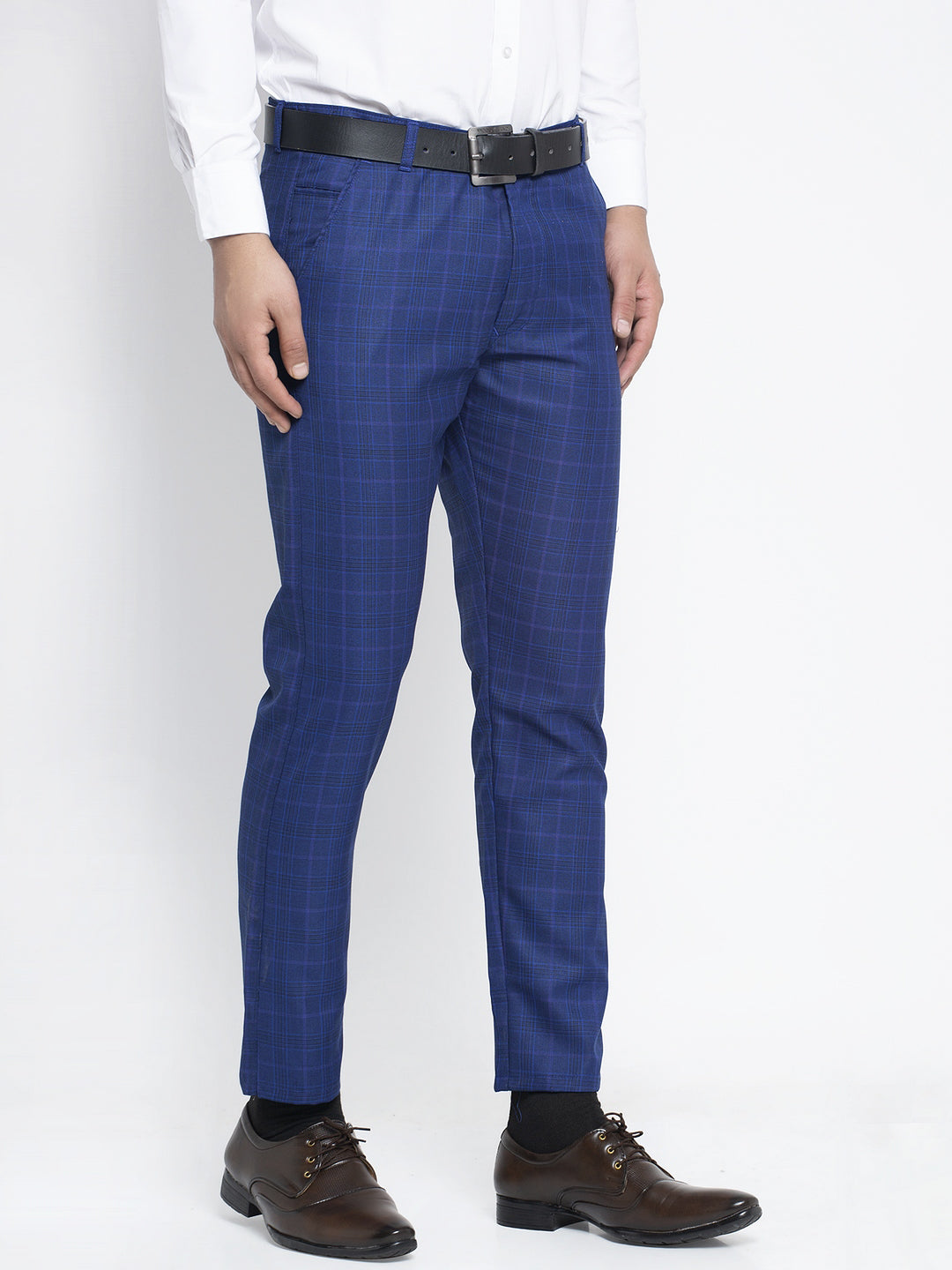 Jainish Men's Blue Formal Trousers