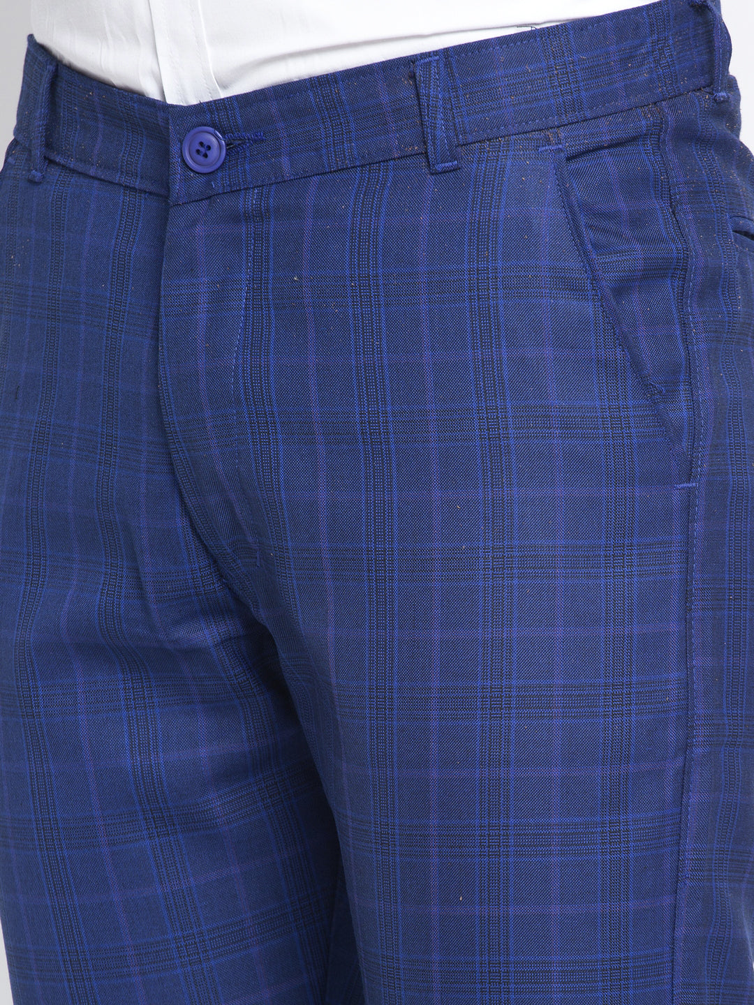 Jainish Men's Blue Formal Trousers