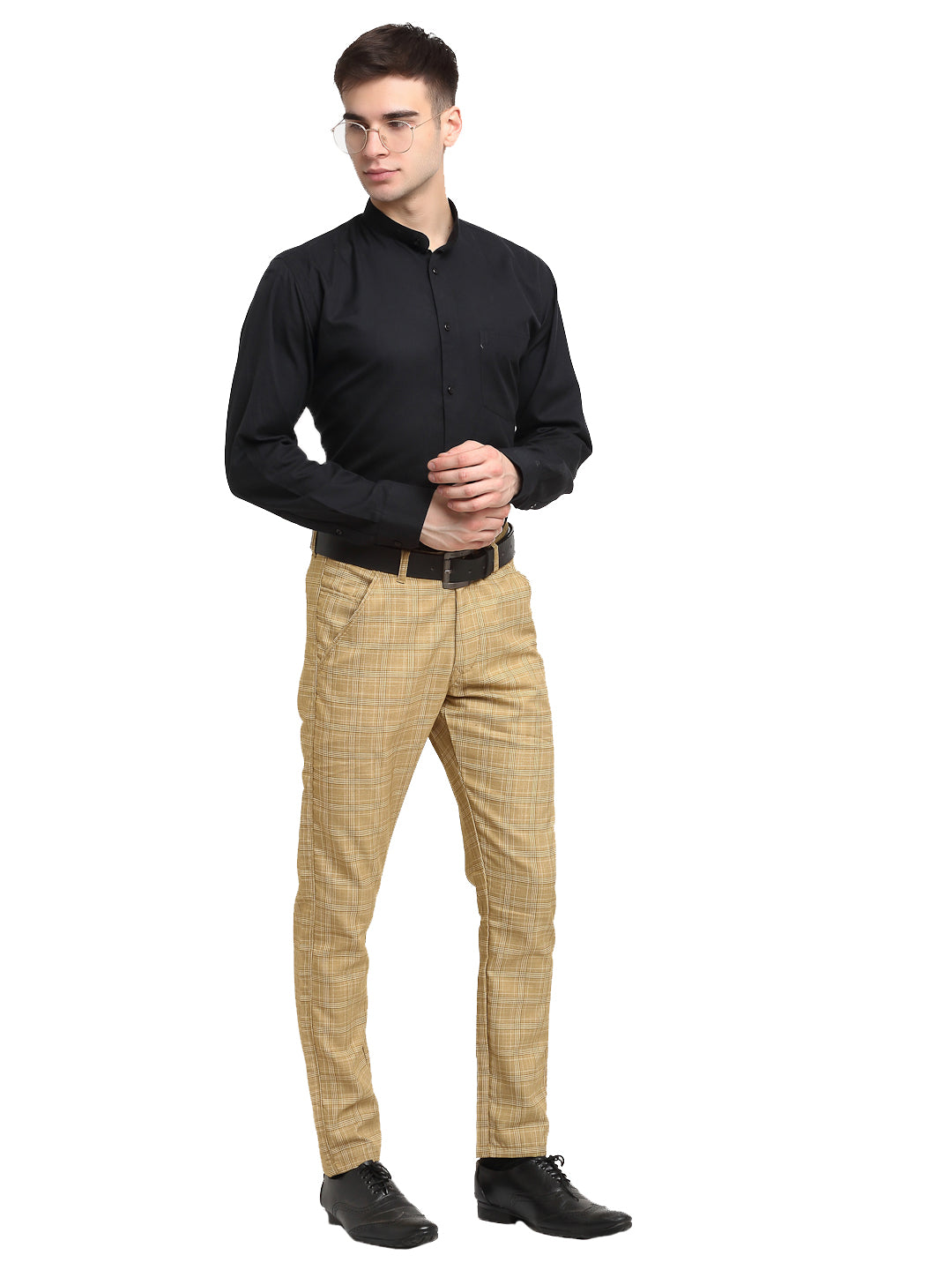 Black Shirt With D Cream Trouser Combo  singh and brothers