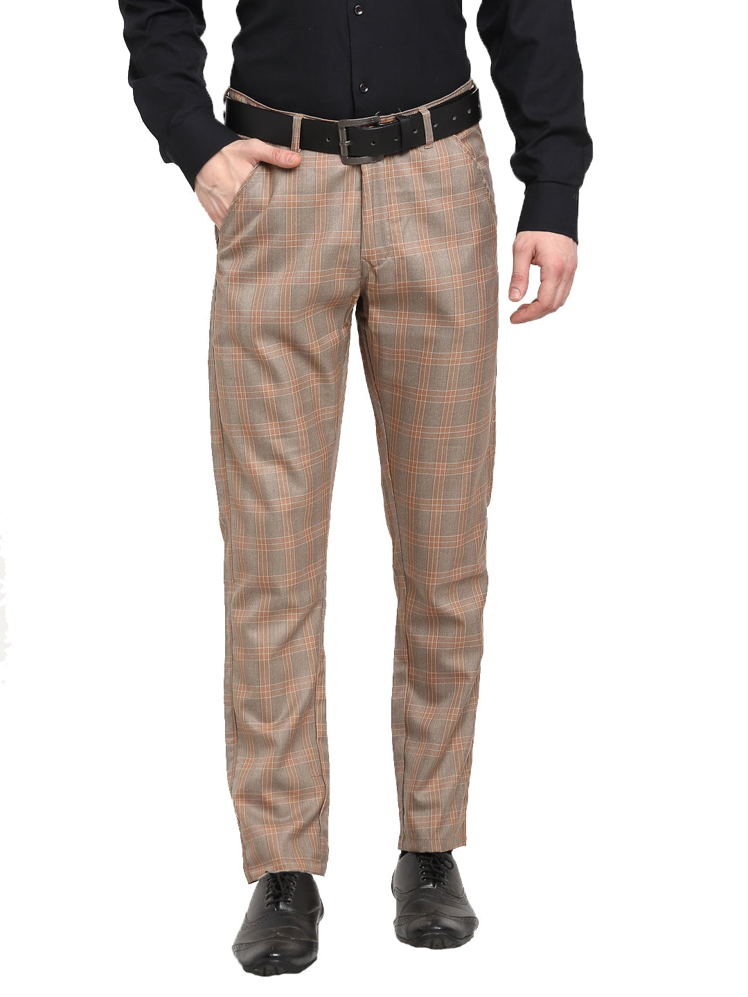Mens Checker Slim Fit Plaid Checkered Pants Stretch Casual Work Pants  Trousers | eBay