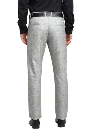 Indian Needle Men's Grey Cotton Solid Formal Trousers