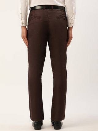 Indian Needle Men's Coffee Checked Formal Trousers
