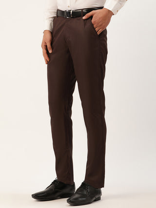 Indian Needle Men's Coffee Checked Formal Trousers