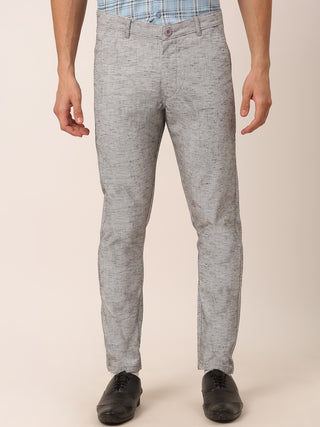 Indian Needle Men's Grey Linan Cotton Formal Trousers