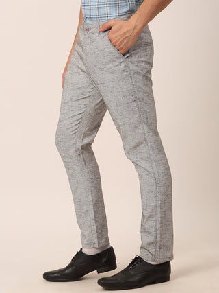 Indian Needle Men's Grey Linan Cotton Formal Trousers