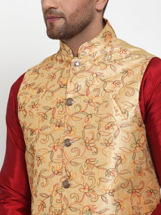 Jompers Men's Gold Embroidered Nehru Jacket