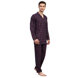 Indian Needle Men's Blue Checked Night Suits