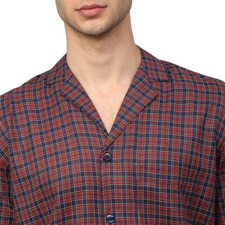 Indian Needle Men's Maroon Checked Night Suits