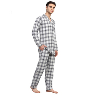 Indian Needle Men's White Checked Night Suits