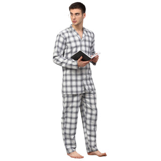 Indian Needle Men's White Checked Night Suits