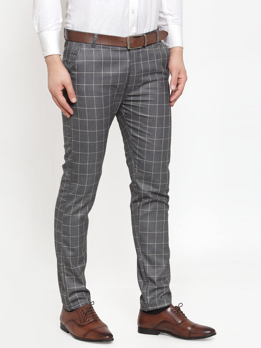 Invictus Grey  Black Slim Fit Checked Formal Trousers for men price  Best  buy price in India August 2023 detail  trends  PriceHunt