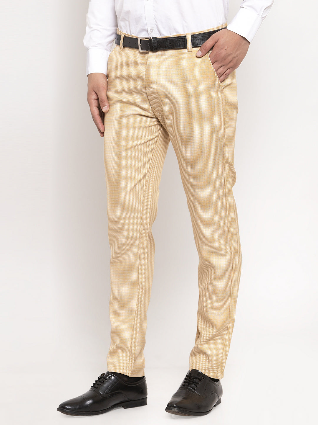 Indian Needle Men's Gold Cotton Polka Dots Formal Trousers – Jompers
