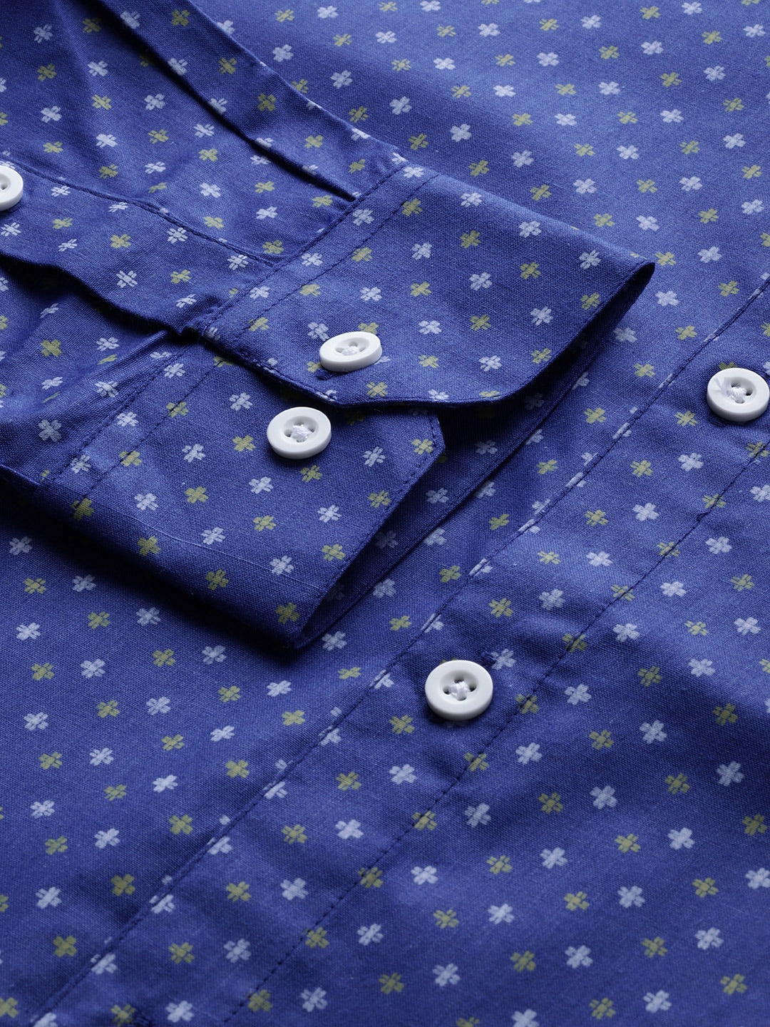 Jainish Blue Men's Cotton Printed Formal Shirts