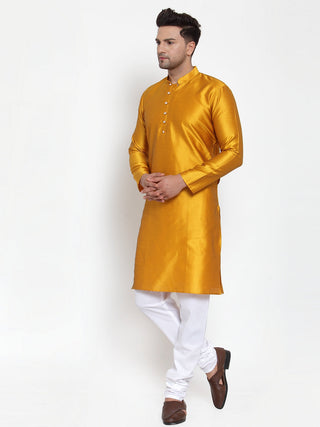 Jompers Men's Yellow Jacquard Kurta Payjama Sets