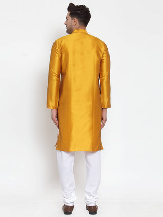 Jompers Men's Yellow Jacquard Kurta Payjama Sets