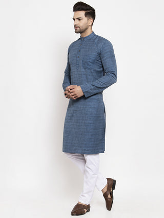 Jompers Men Blue Self Design Kurta with Pyjamas