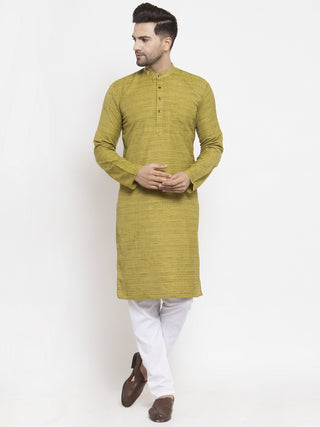 Jompers Men Green Self Design Kurta with Pyjamas