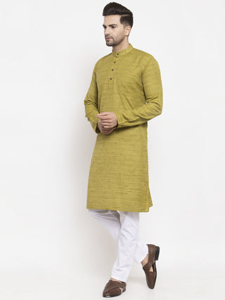 Jompers Men Green Self Design Kurta with Pyjamas