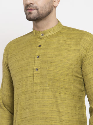 Jompers Men Green Self Design Kurta with Pyjamas