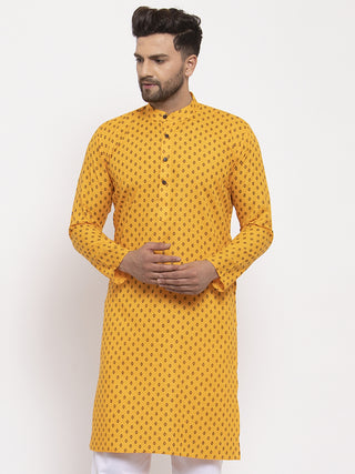 Jompers Men Yellow Printed Kurta Only