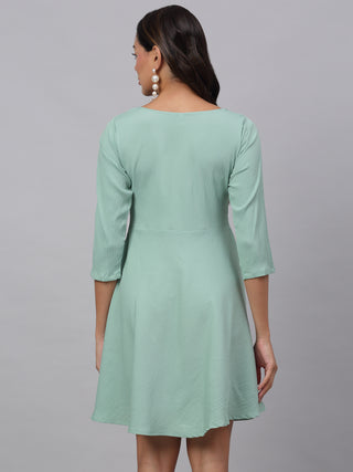 Women Green A-Line Dress