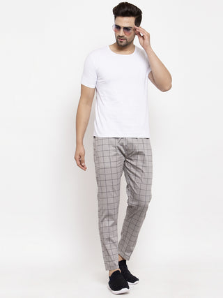 Indian Needle Men's Grey Checked Cotton Track Pants