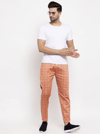Indian Needle Men's Orange Checked Cotton Track Pants
