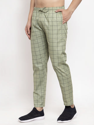 Indian Needle Men's Green Checked Cotton Track Pants