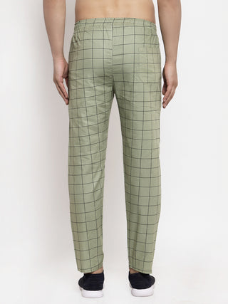 Indian Needle Men's Green Checked Cotton Track Pants