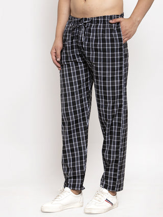 Indian Needle Men's Black Checked Cotton Track Pants