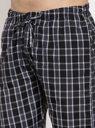 Indian Needle Men's Black Checked Cotton Track Pants