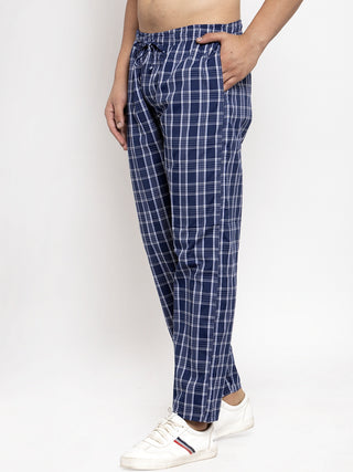 Indian Needle Men's Blue Checked Cotton Track Pants