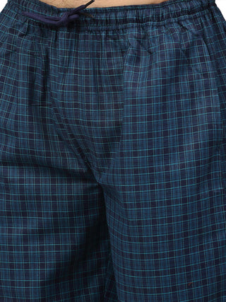 Indian Needle Men's Blue Cotton Checked Track Pants