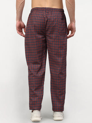 Indian Needle Men's Maroon Cotton Checked Track Pants