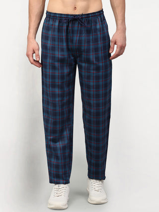 Indian Needle Men's Blue Cotton Checked Track Pants