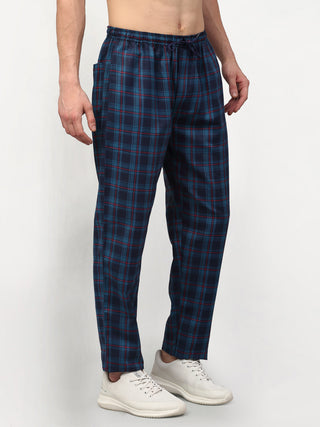 Indian Needle Men's Blue Cotton Checked Track Pants