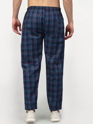 Indian Needle Men's Blue Cotton Checked Track Pants