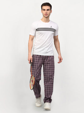Indian Needle Men's Multicolor Cotton Checked Track Pants