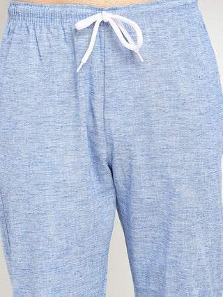 Indian Needle Men's Blue Linen Cotton Track Pants