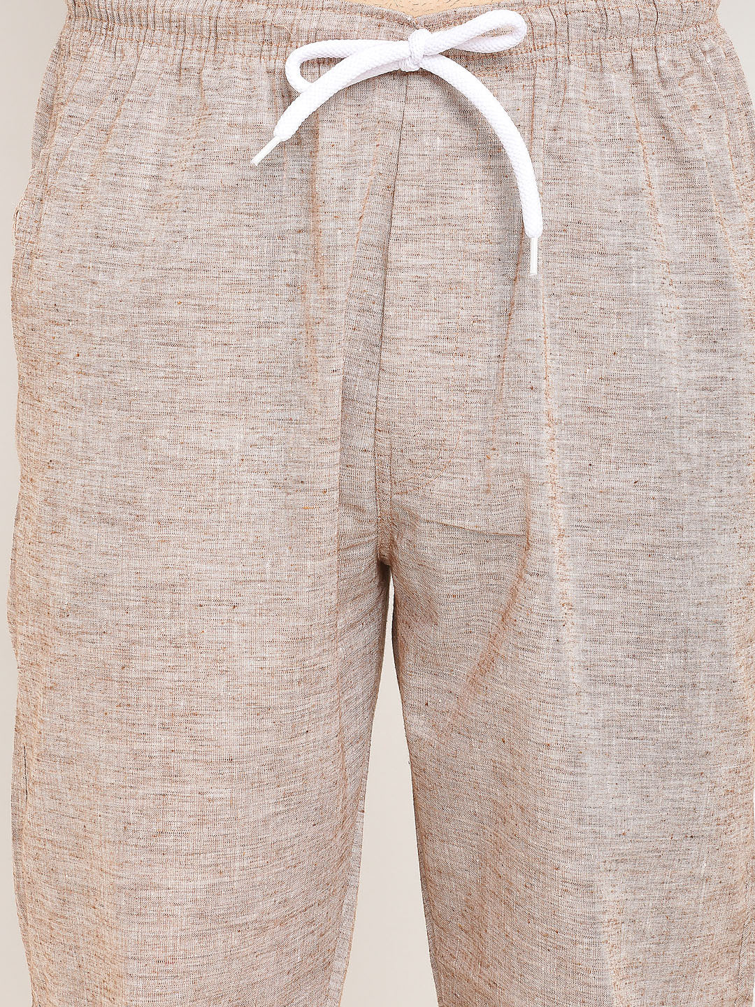 Jainish Men's Brown Linen Cotton Track Pants