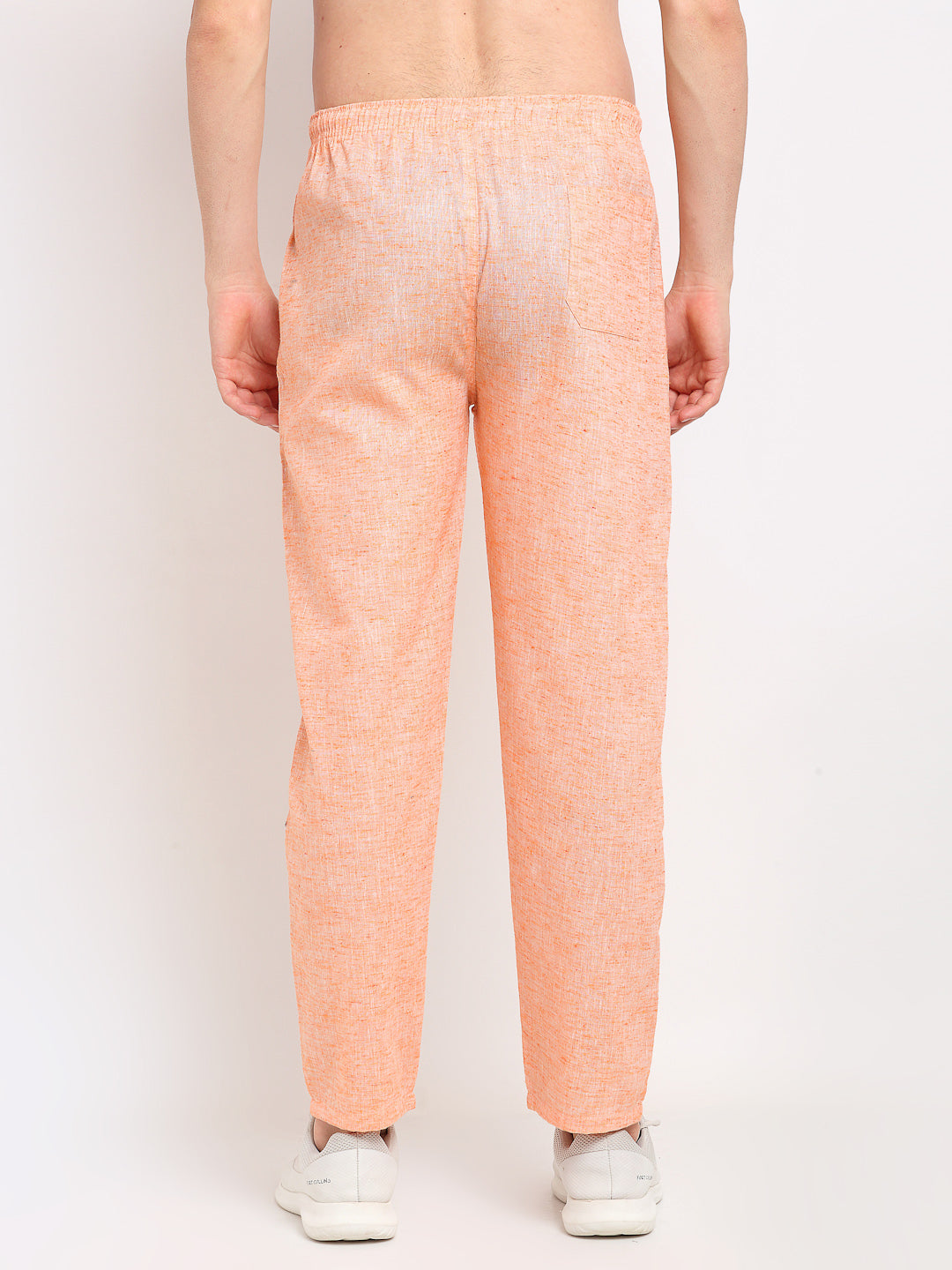 Jainish Men's Orange Linen Cotton Track Pants
