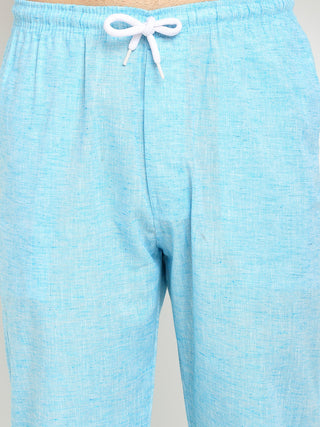 Indian Needle Men's Blue Linen Cotton Track Pants